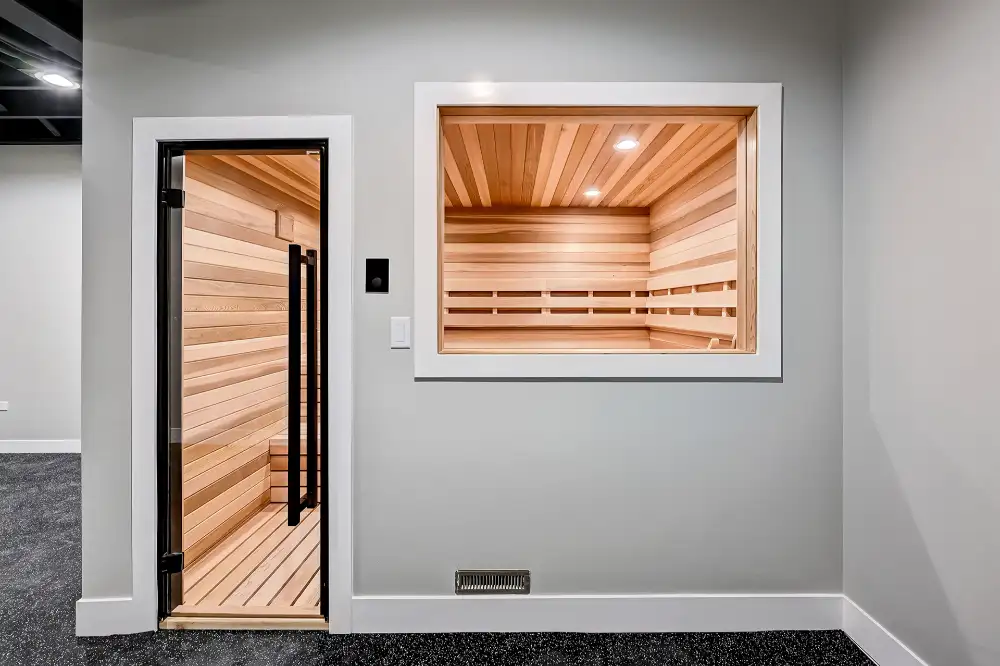 Basement sauna and wellness feature
