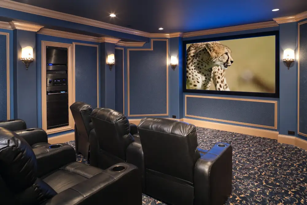 Basement home theater and entertainment space